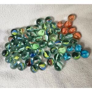 Lot 62 Vintage Glass Wispy Swirls Transparent Slag White Clear Rainbow